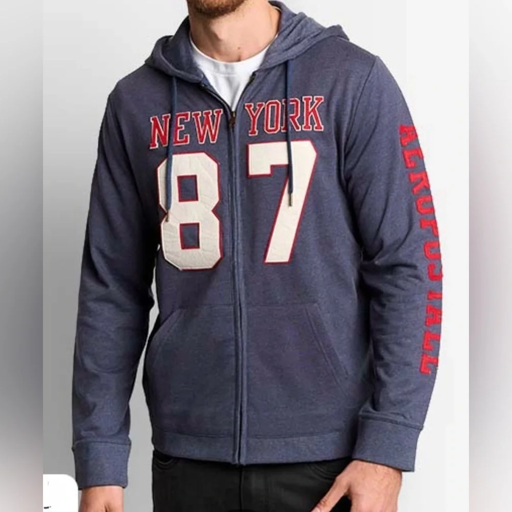 Aeropostale Navy Blue Hoodie with Red Accents